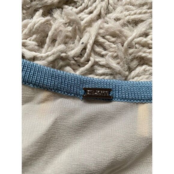 St. John Sweater Top Wool Silk Striped XL Grey Blue Blouse St Pullover - Picture 7 of 10